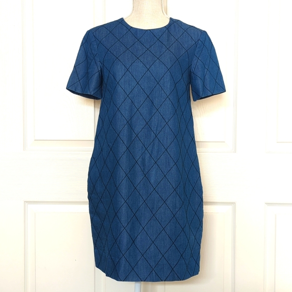 Kate Spade "Be Darling" Quilted Chambray Quilted Shift Dress - Picture 2 of 6